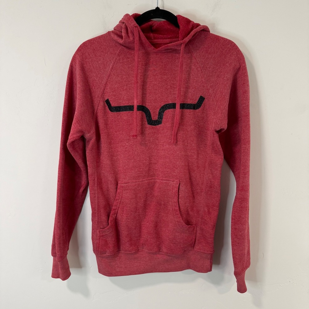 Kimes Ranch Womens Logo Hoodie Small Red Pink Glitter Longhorn Logo Pullover